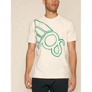 Psundays Pickleball T-Shirt Men's M Ecru Flying P Tee Combed Cotton Tailored Fit